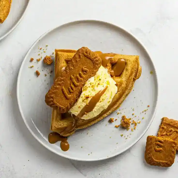 Lotus Biscoff Drizzle Waffles